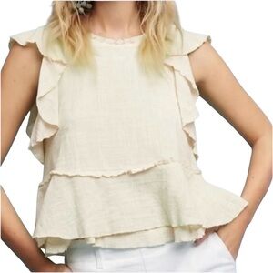 Anthropologie Maeve Double Ruffled Hem Blouse